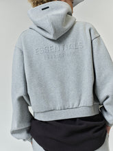 Womens Embossed FW26 Cropped Zip-Up Hoodie