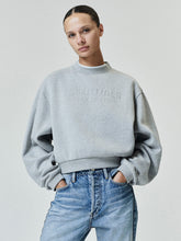 Womens Embossed FW26 Modern Cropped Crewneck