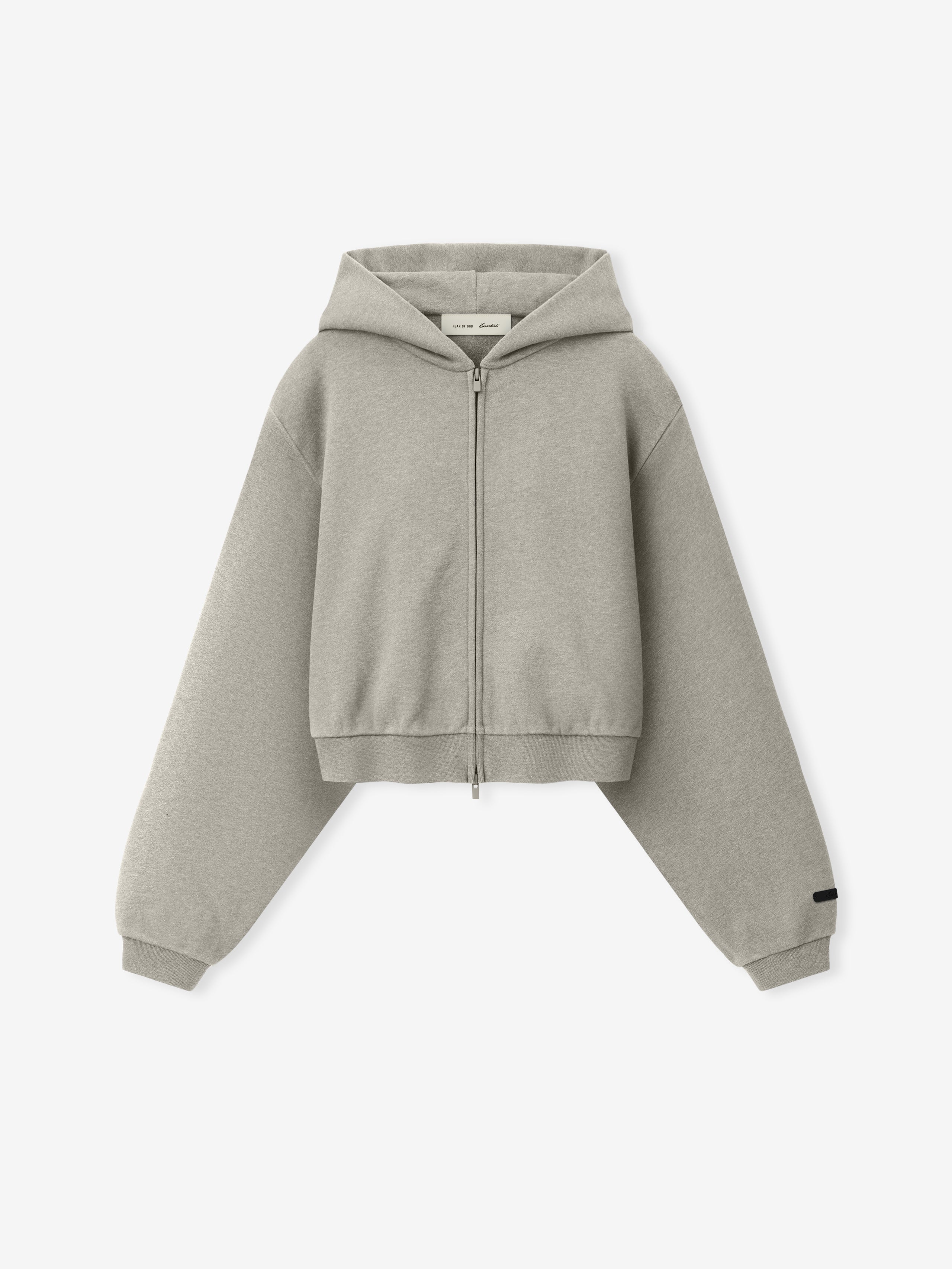 Womens Embossed FW26 Cropped Zip-Up Hoodie